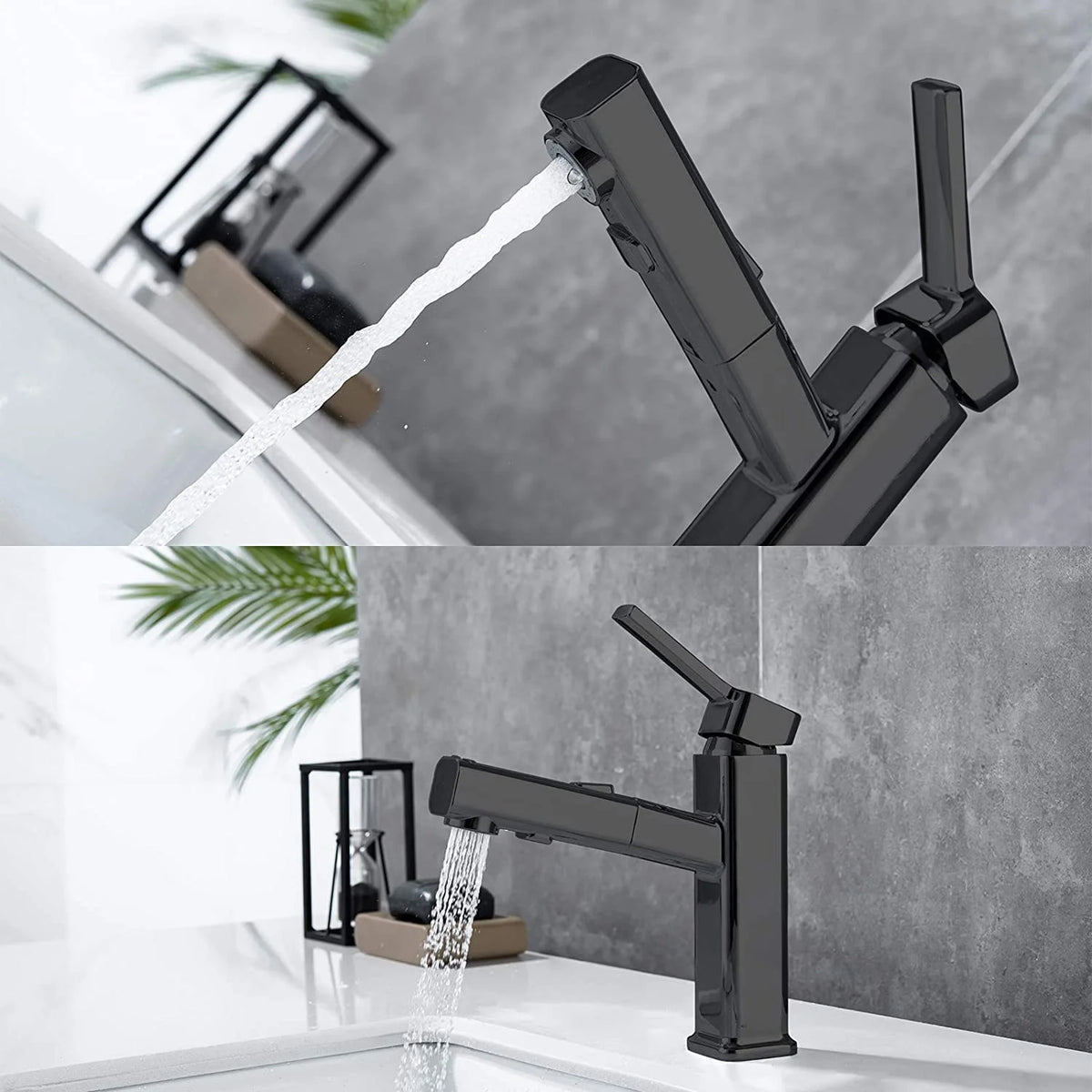 DQOK Modern Pull Out Chrome Brass Bathroom Basin Mixer Faucet