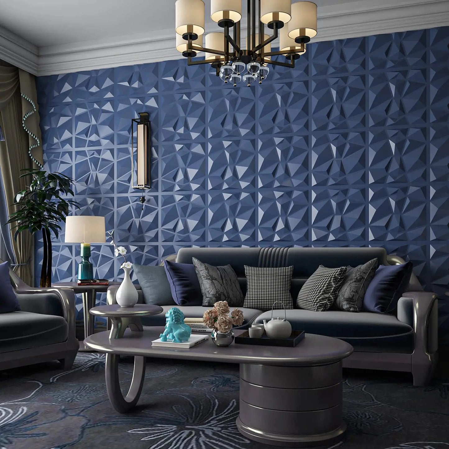 Art3d 3D PVC Wall Panels Diamond Design Pack of 12 Tiles
