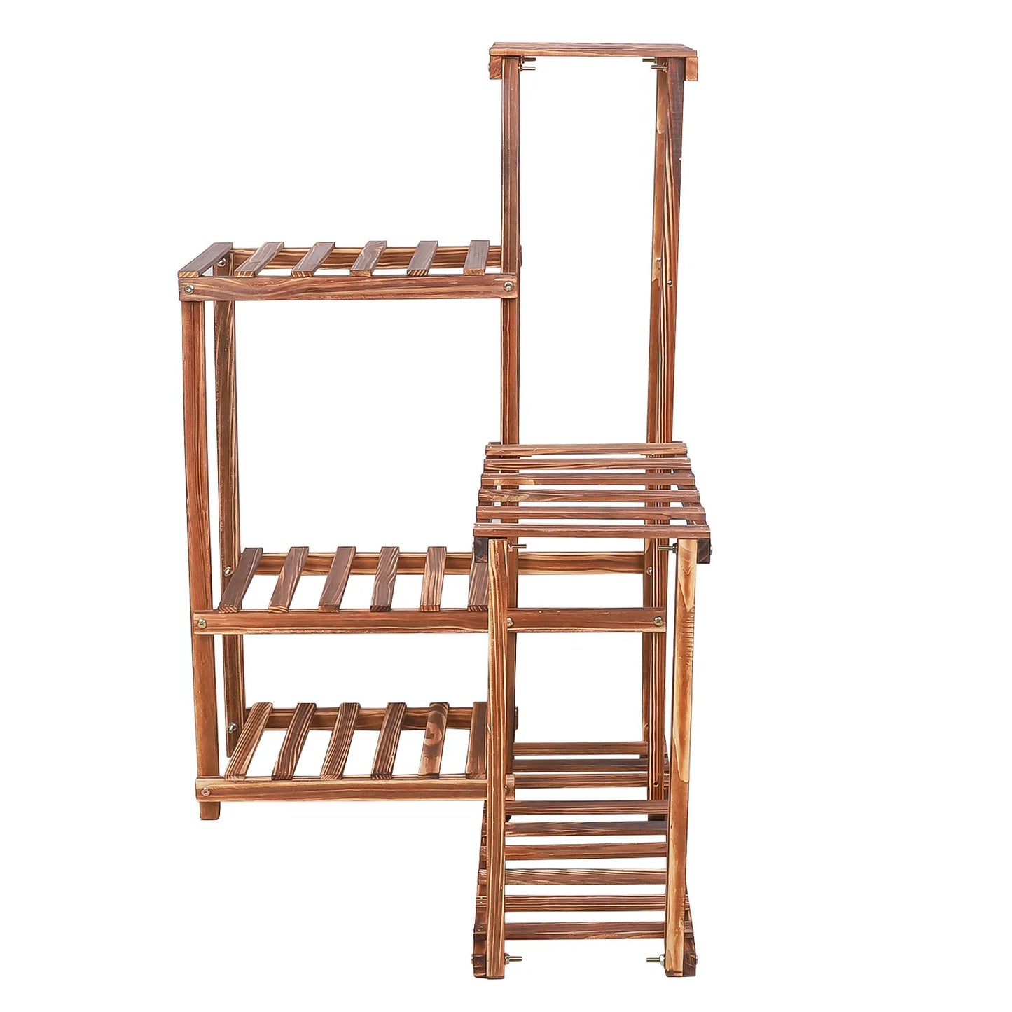 BINGOPAW 6 Tier Wooden Plant Corner Stand Indoor Outdoor Shelf