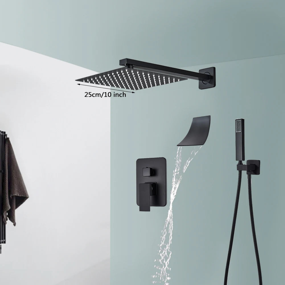 Rozin Wall Mounted Rainfall Shower System With Concealed Mixer Tap