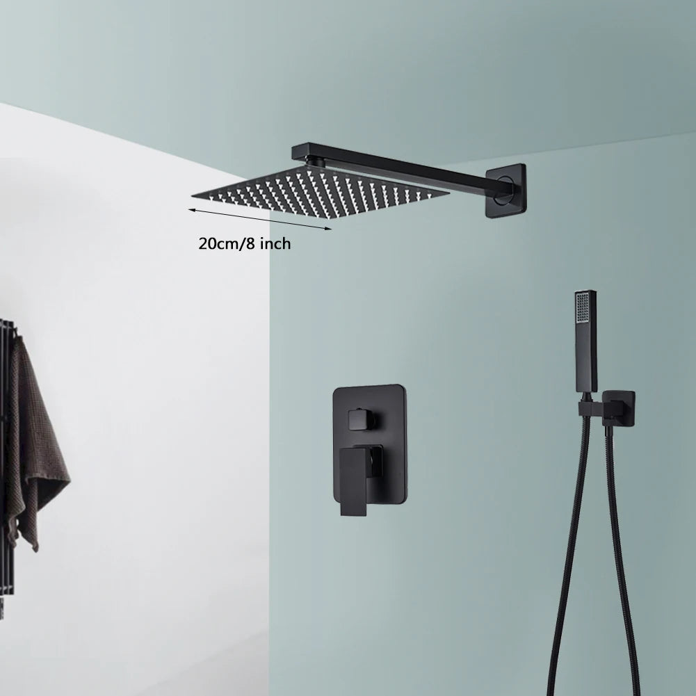 Rozin Wall Mounted Rainfall Shower System With Concealed Mixer Tap