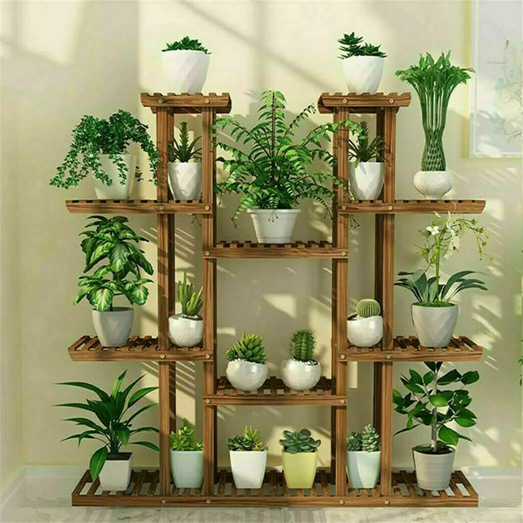 BINGOPAW Multi Tier Plant Stand Wood Flower Rack Holder