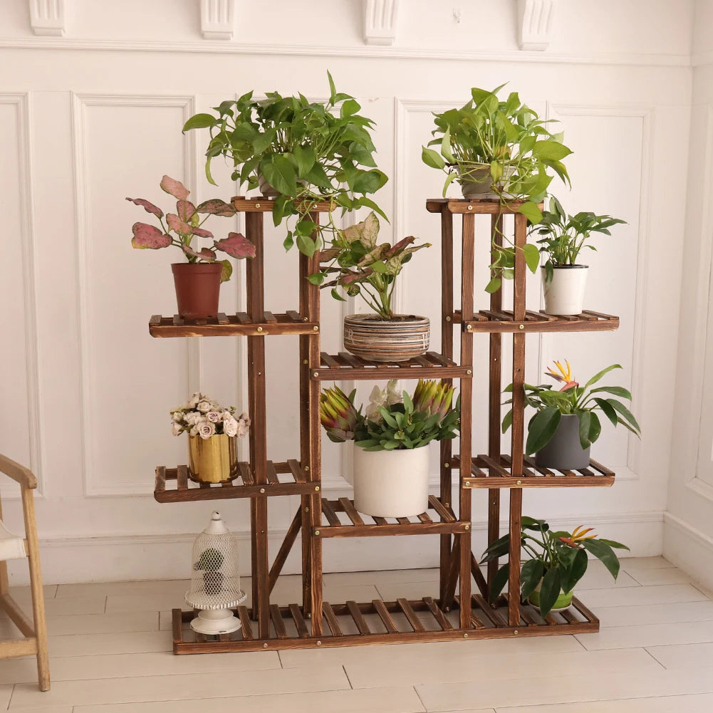 BINGOPAW Multi Tier Plant Stand Wood Flower Rack Holder