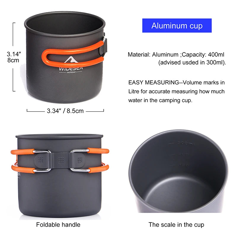 Widesea Camping Cookware Set Outdoor Tableware Portable Pot