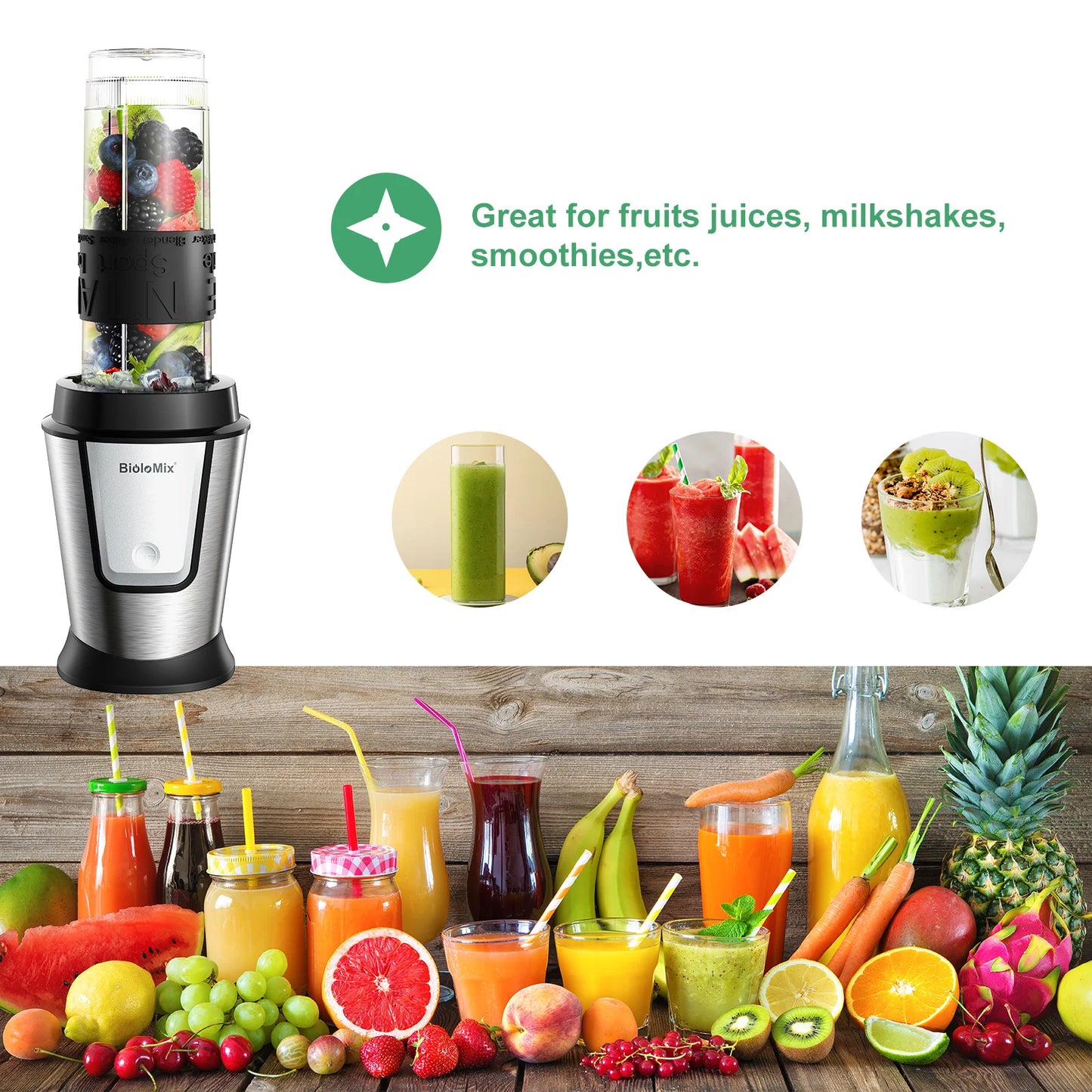 Biolomix 3 In 1 Multifunction Food Processor 700W Juicer Blender