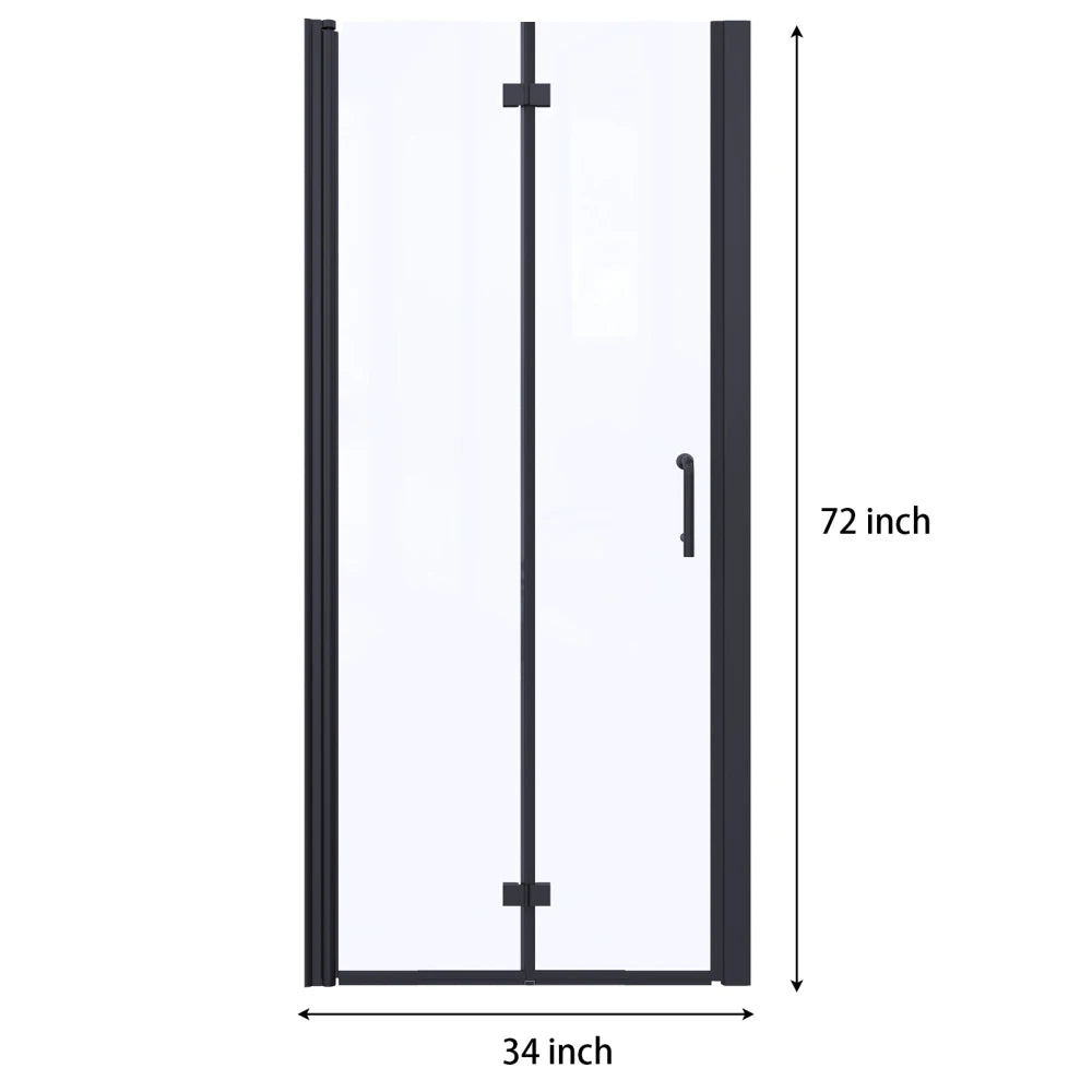 Bi-Fold Semi-Frameless Shower Door Matte Finish With Clear Glass