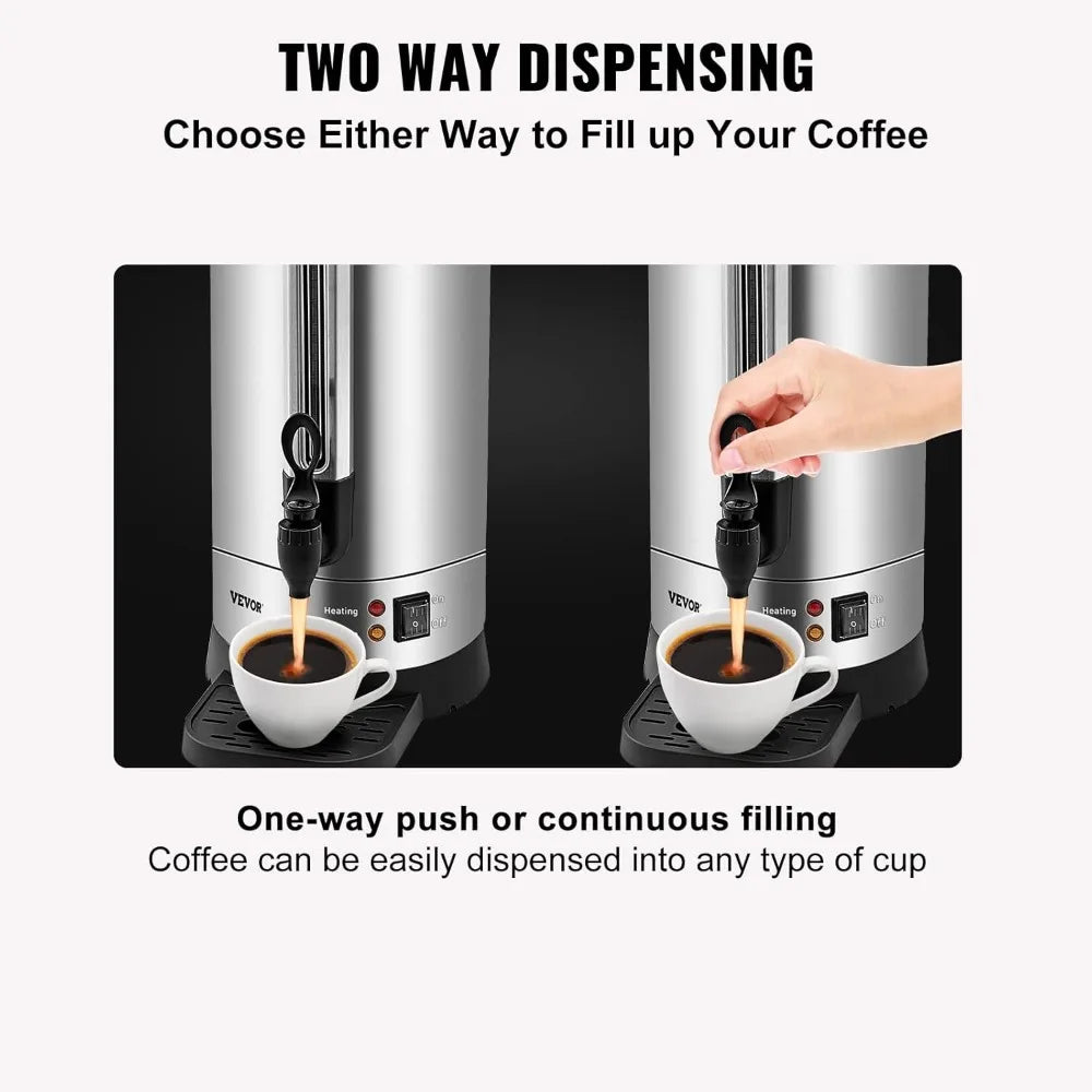 Large Coffee Urn 1500W Electric Stainless Steel Hot Water Dispenser