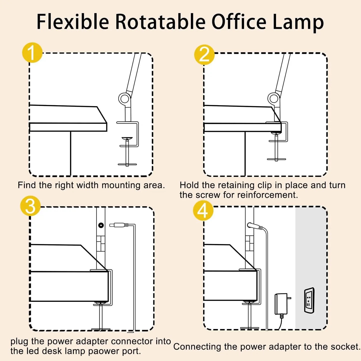 LED Desk Lamp With Clamp Flexible Swing Arm Three Lights