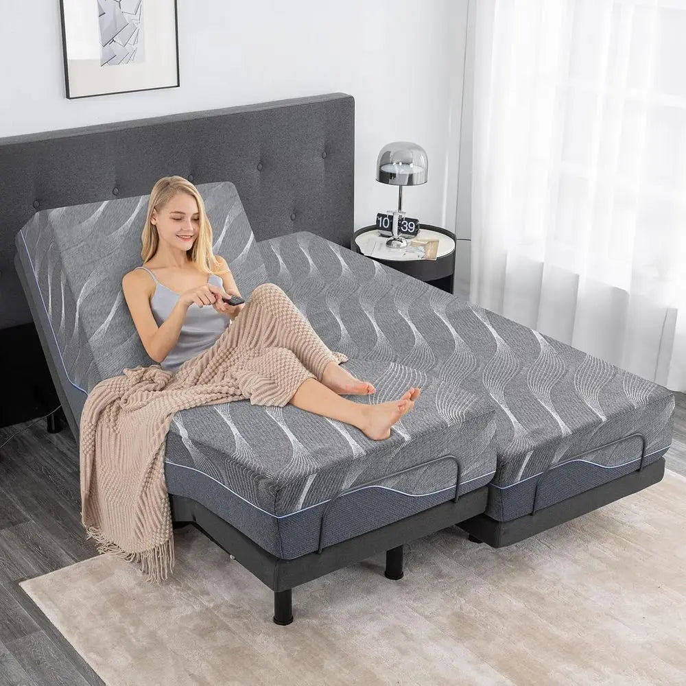 Memory Foam Mattress On Adjustable Bed Base With Wireless Remote