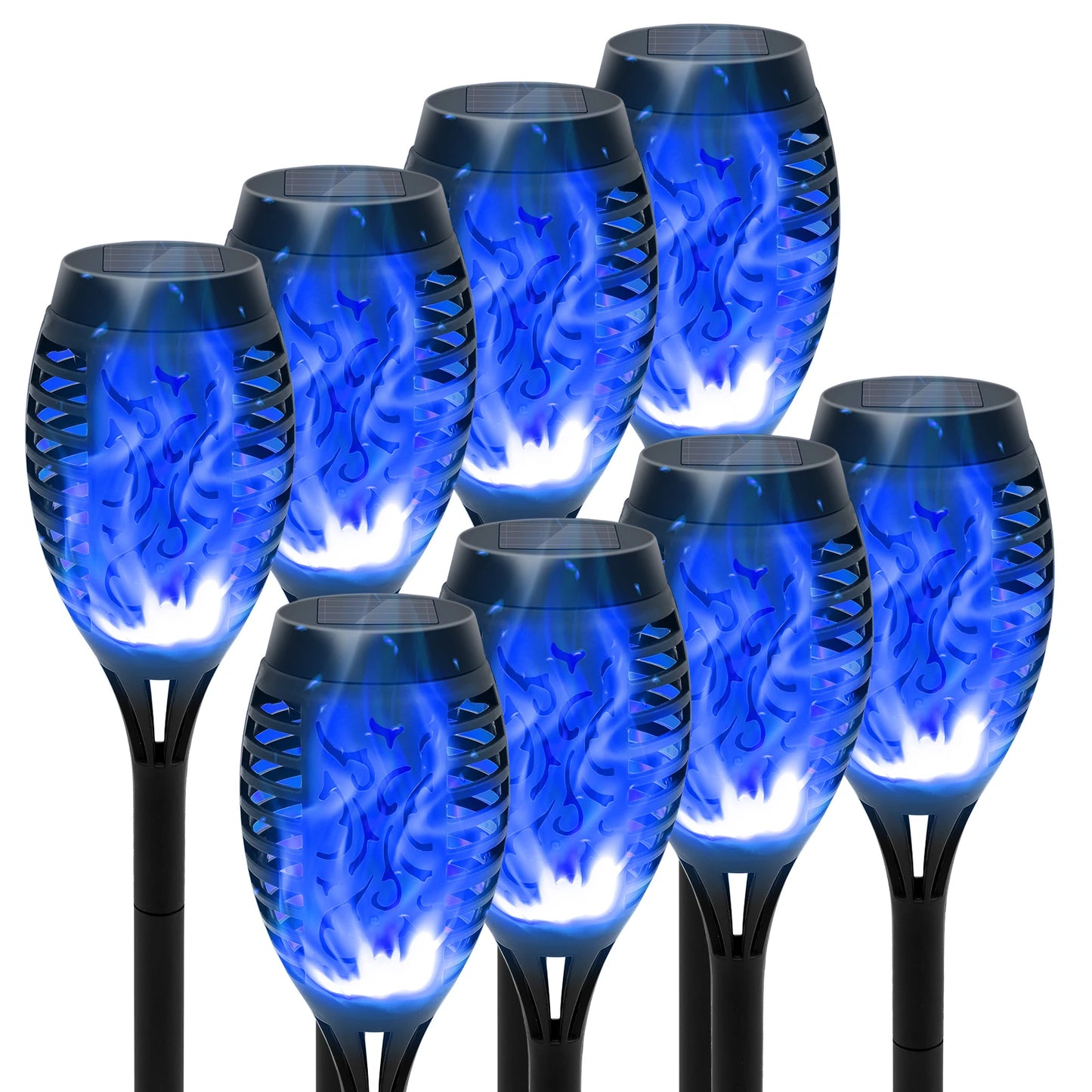 Solar Torch Lights 8 Pack Flickering Flame Waterproof Garden Decor