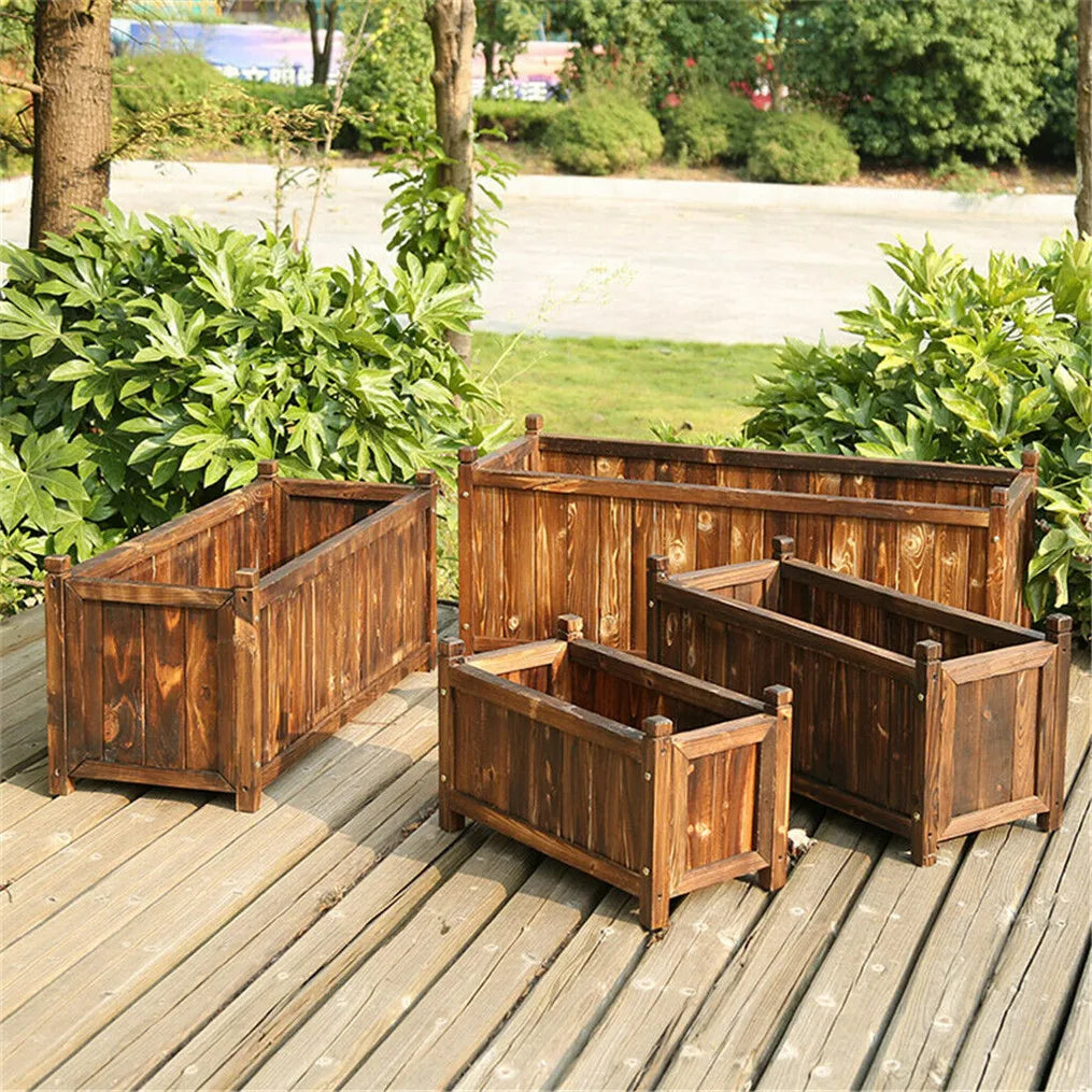 Wooden Raised Flower Bed Planter Box Pine Wood Indoor Outdoor