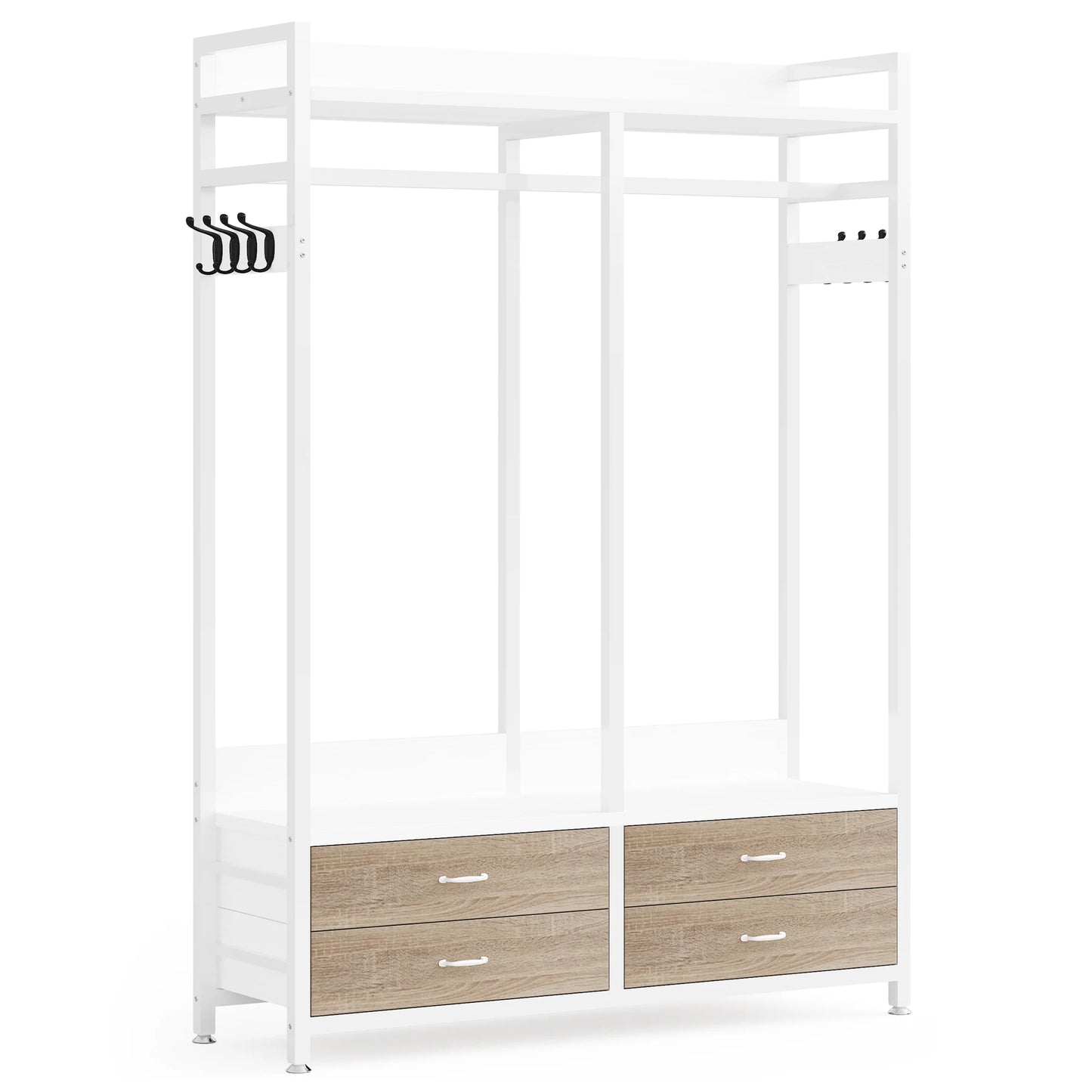 Tribesigns Freestanding Closet Organizer Garment Rack With Drawers And Hooks
