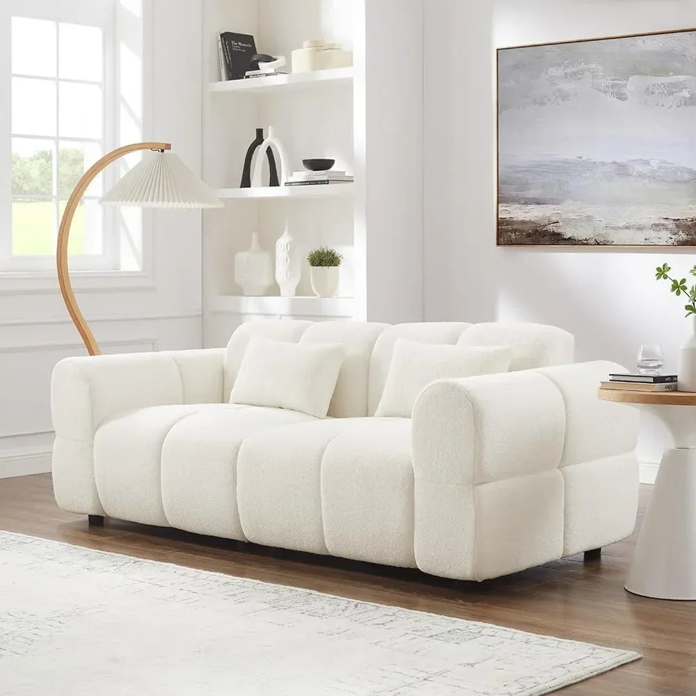 Guangbai Boucle Sofa Couch Modern Deep Seat Mid Century Cloud