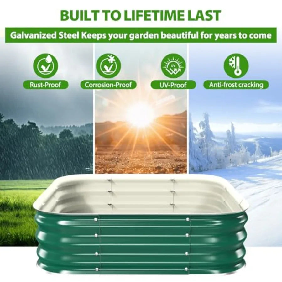 OLOEY Galvanized Raised Garden Bed Outdoor Planter Box