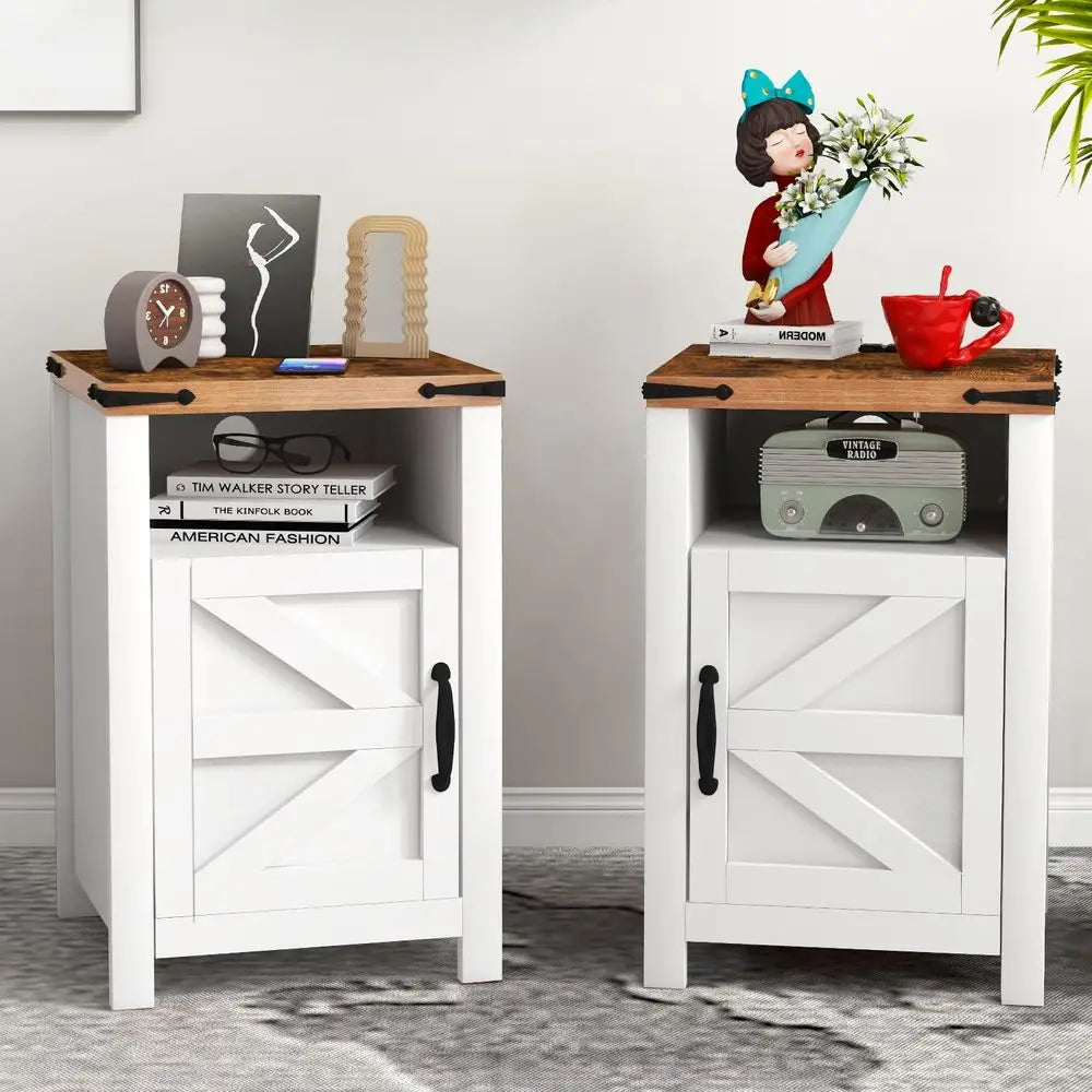 QWC Farmhouse 3 Piece Table Set With Storage Coffee Tables