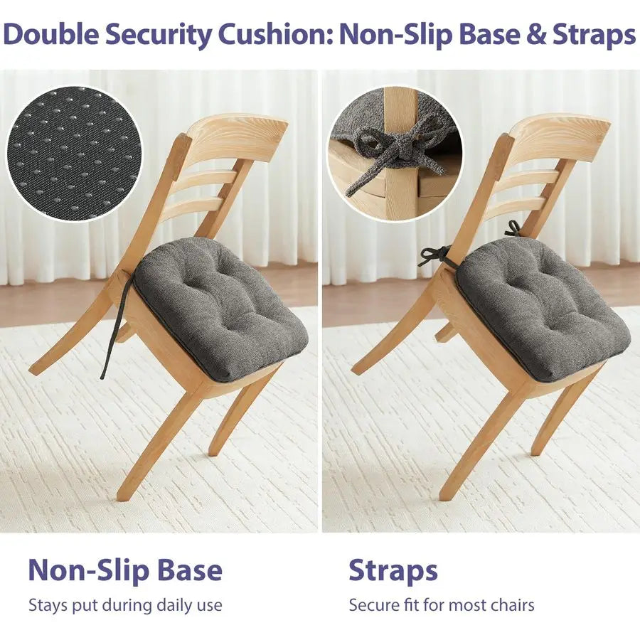 Chair Cushions Set Of 4 Memory Foam Tufted With Ties