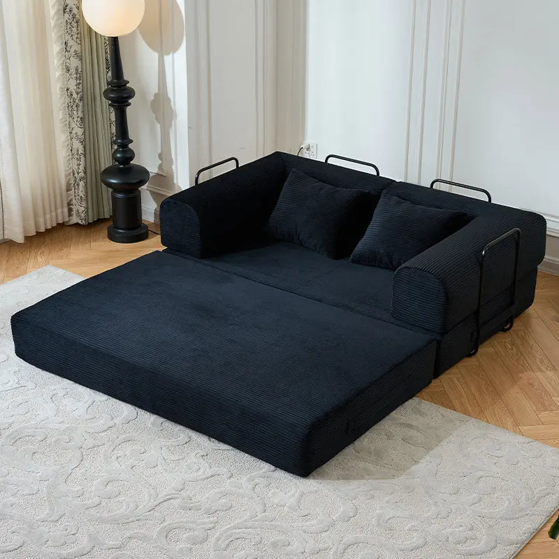 Convertible Sofa Bed With L-Shaped Armrests For Living Room