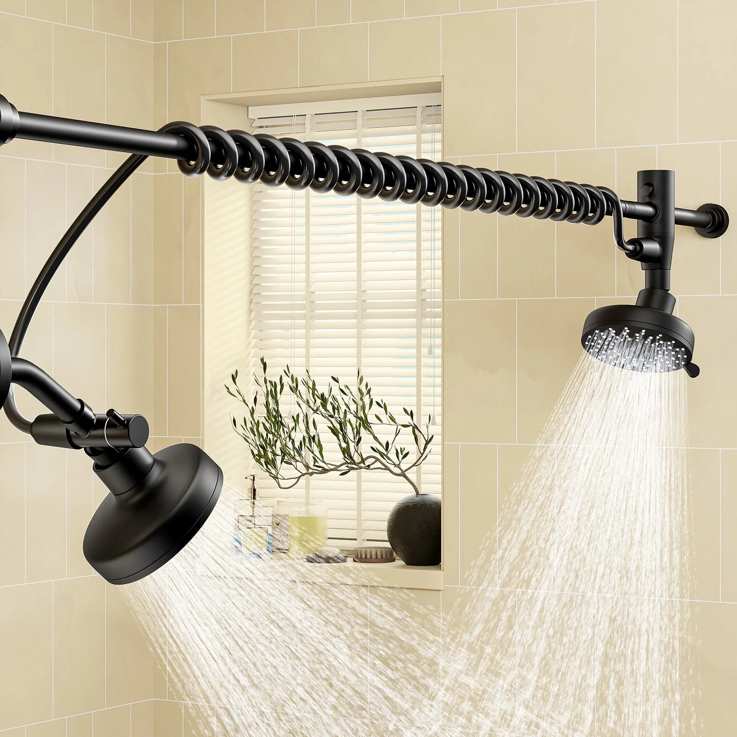 Dual Shower Head For Couples High Pressure Adjustable Slider