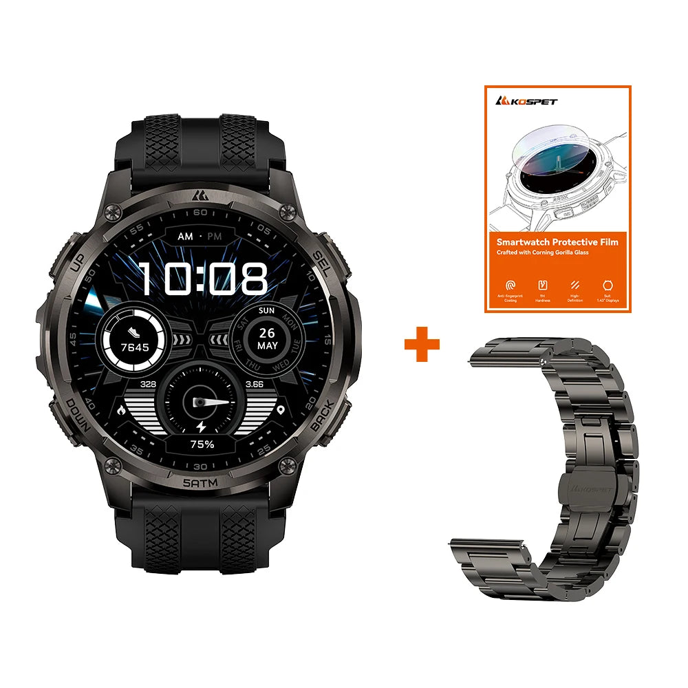 Kospe Tank T4C Smartwatch Men's Outdoor Rugged Dual-Band GPS Waterproof