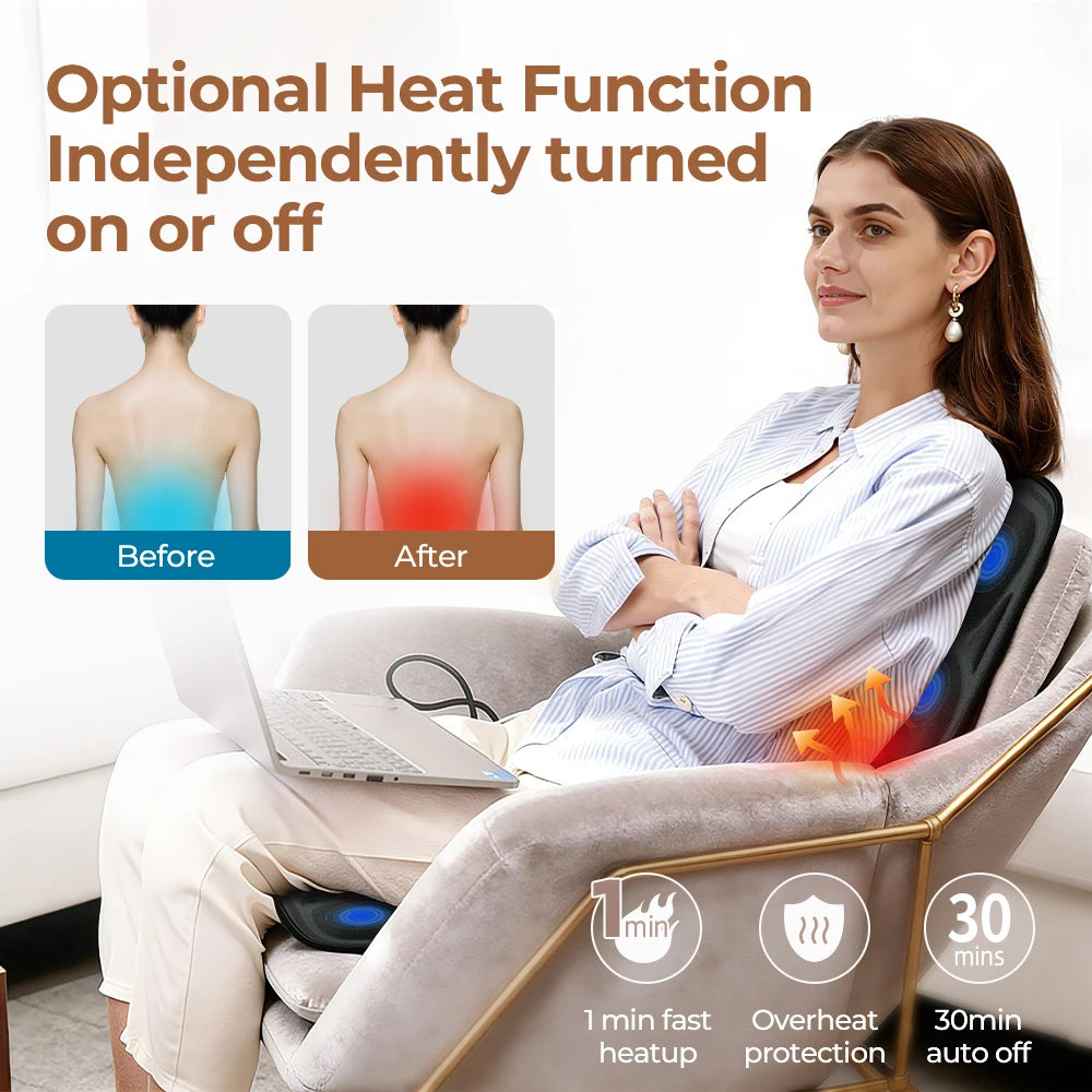 HIMOUTA Back Massager With Heat Massage Chair Pad Shoulders