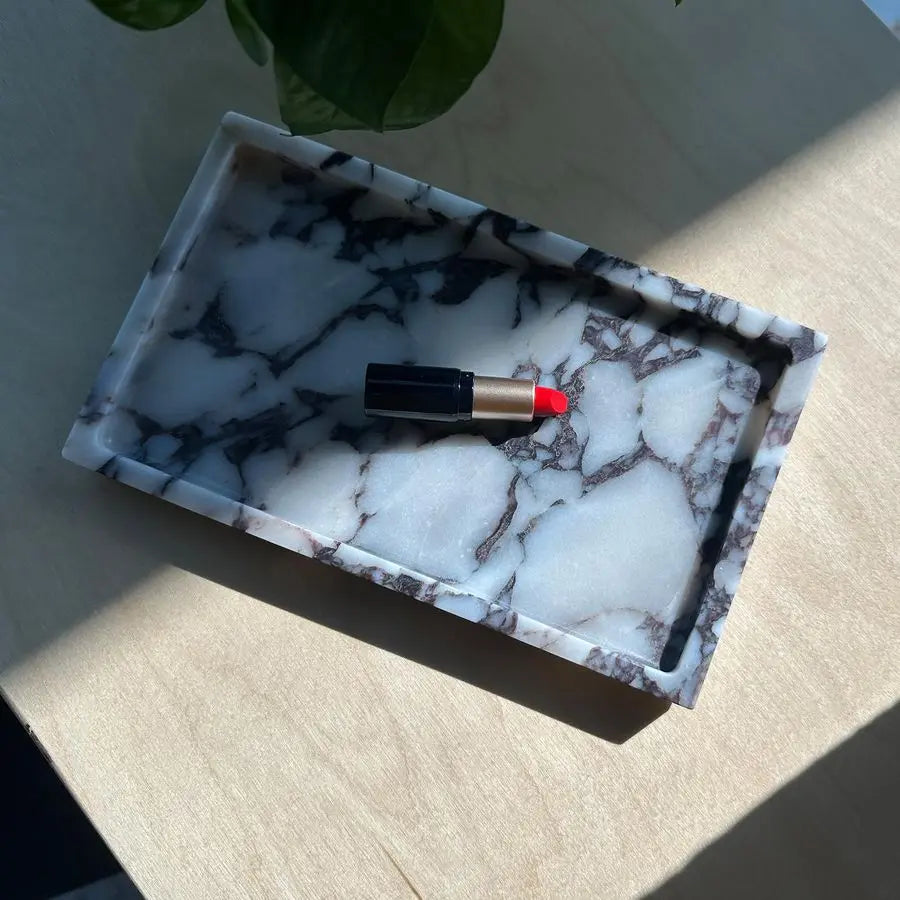 Calacatta Viola Marble Vanity Tray For Bathroom And Dresser