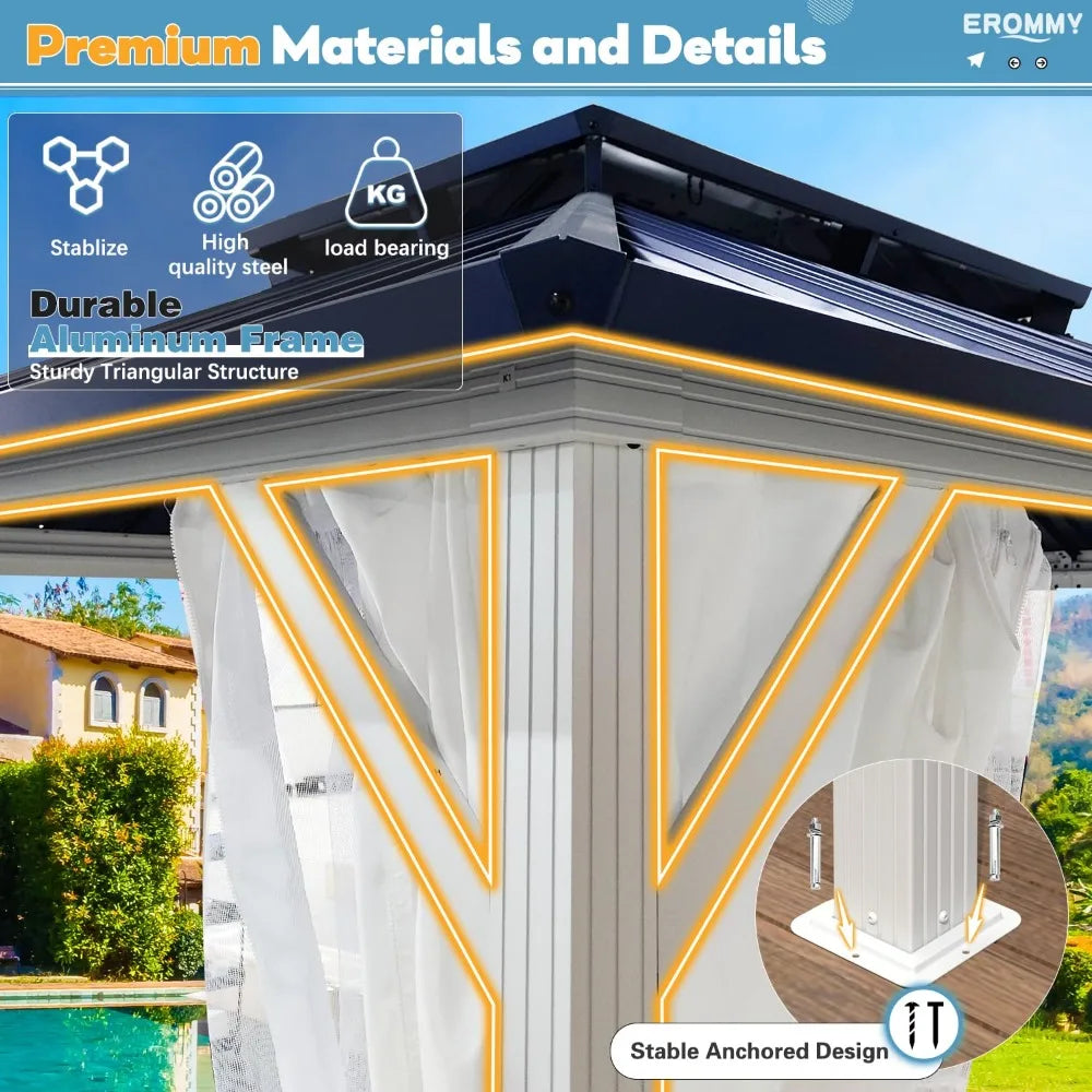 DUOFU Galvanized Steel Gazebo With Aluminum Frame Permanent Outdoor Pavilion