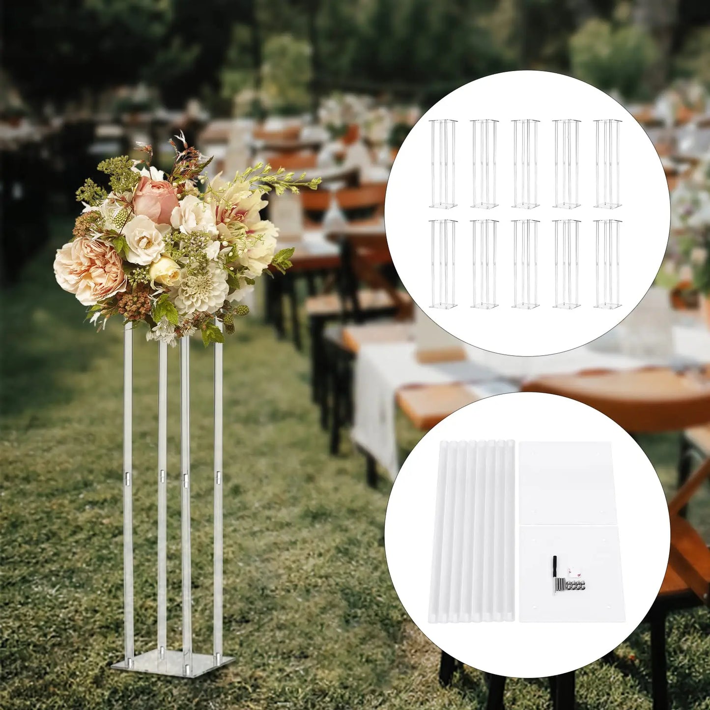 10 Pcs Acrylic Vase Column Stand Centerpiece For Wedding Decoration