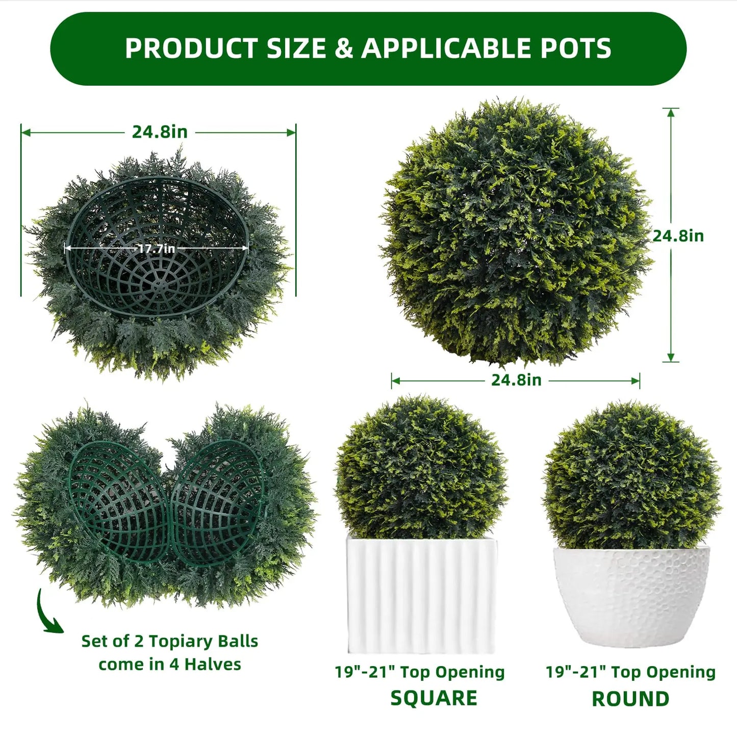 Studyset Topiary Balls Outdoor Set of 2 Artificial Cedar Balls for Decor