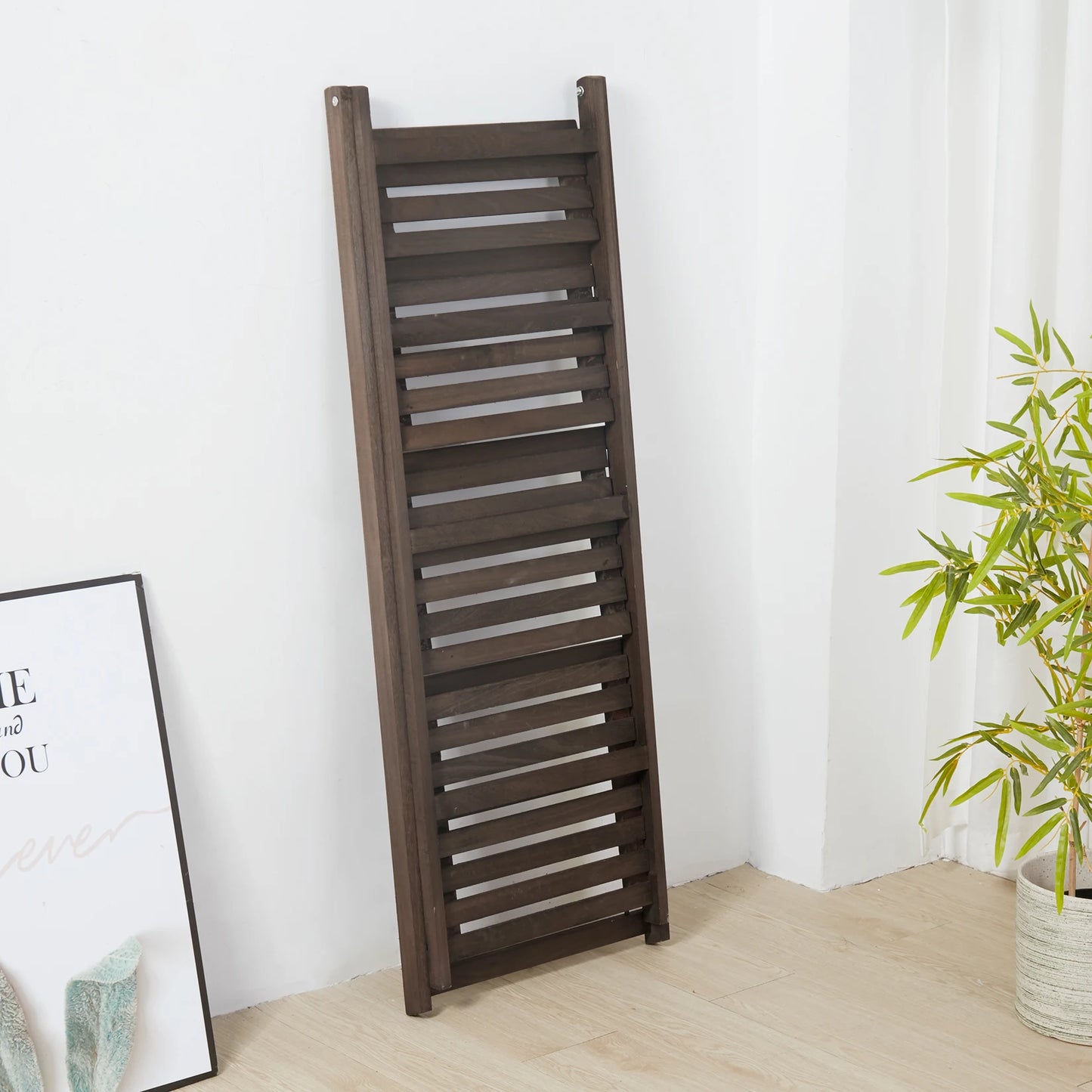 Folding 4 Tier Ladder Shelf Storage Unit Wooden Bookcase Rack
