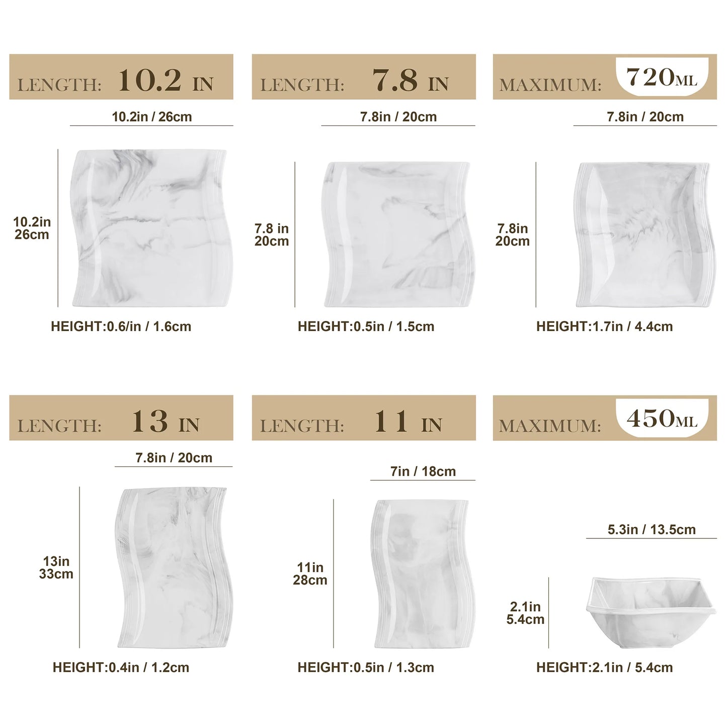 MALACASA Flora 26 Piece Nordic Marble Gray Porcelain Dinnerware Set for 6