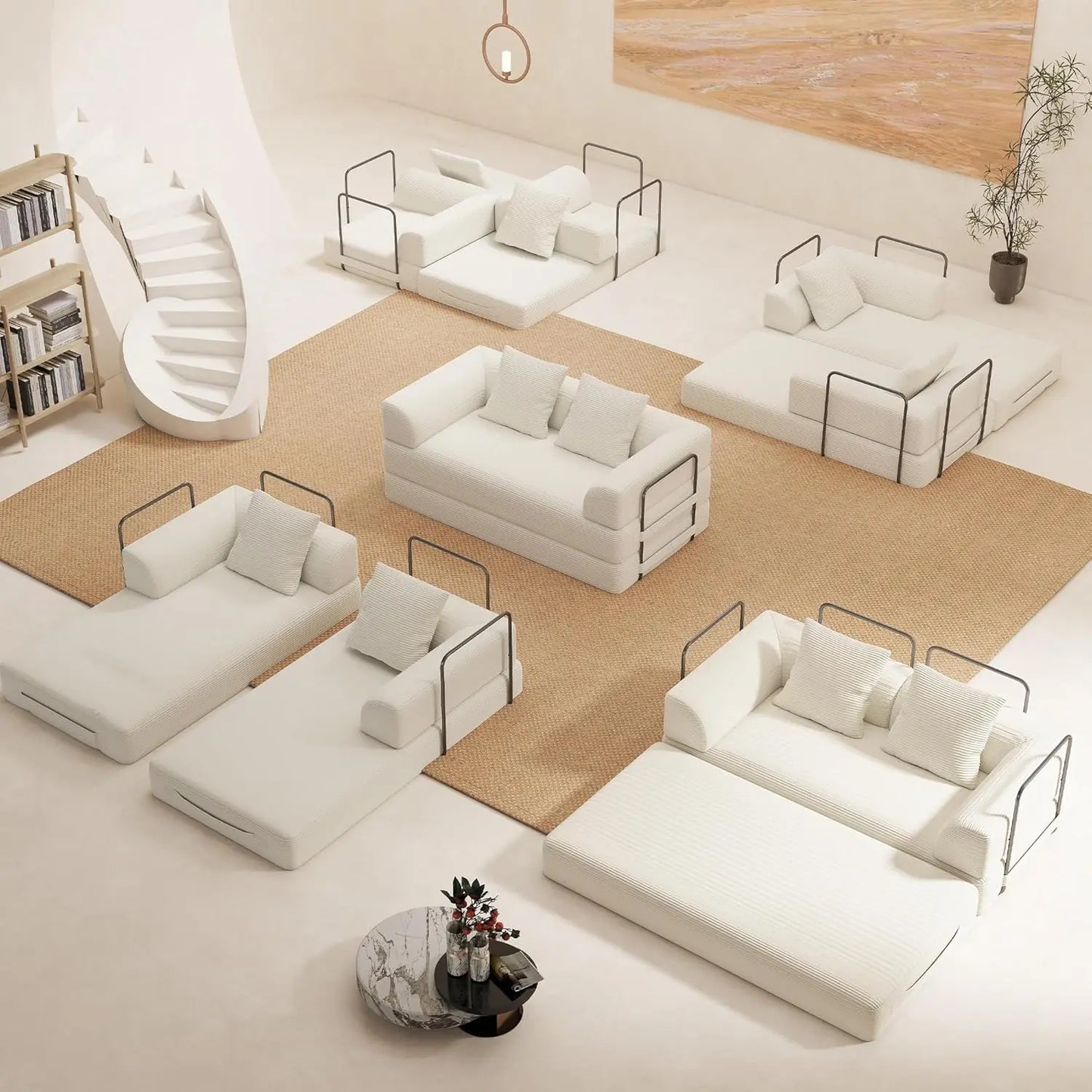 GUOHE Cloud Boneless Convertible Floor Sofa Bed 4 in 1