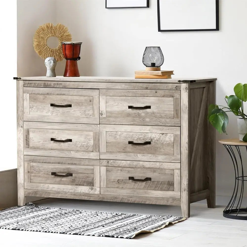Farmhouse Dresser Set Includes 6 Drawer Dresser 4 Drawer Chest And 2 Nightstands
