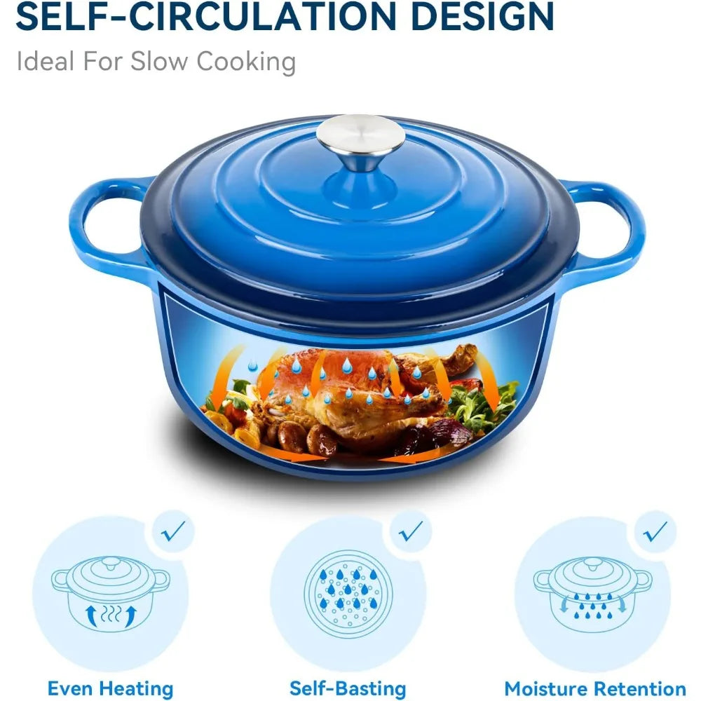 XIUWO Enameled Cast Iron Dutch Oven With Lid Nonstick For Bread Baking