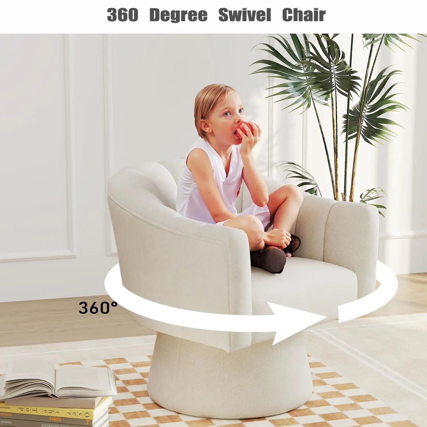 Velvet Upholstered Barrel Chair 360 Degree Swivel Set of 2
