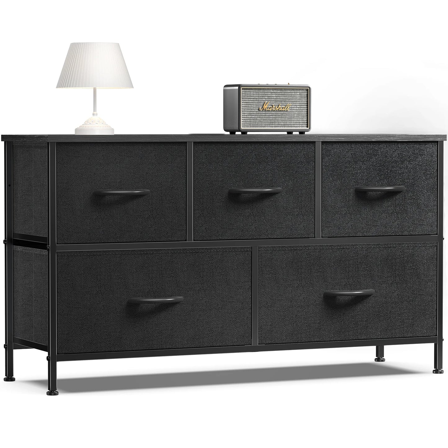 JHK Modern Living Room Display Cabinet With Fabric Drawers