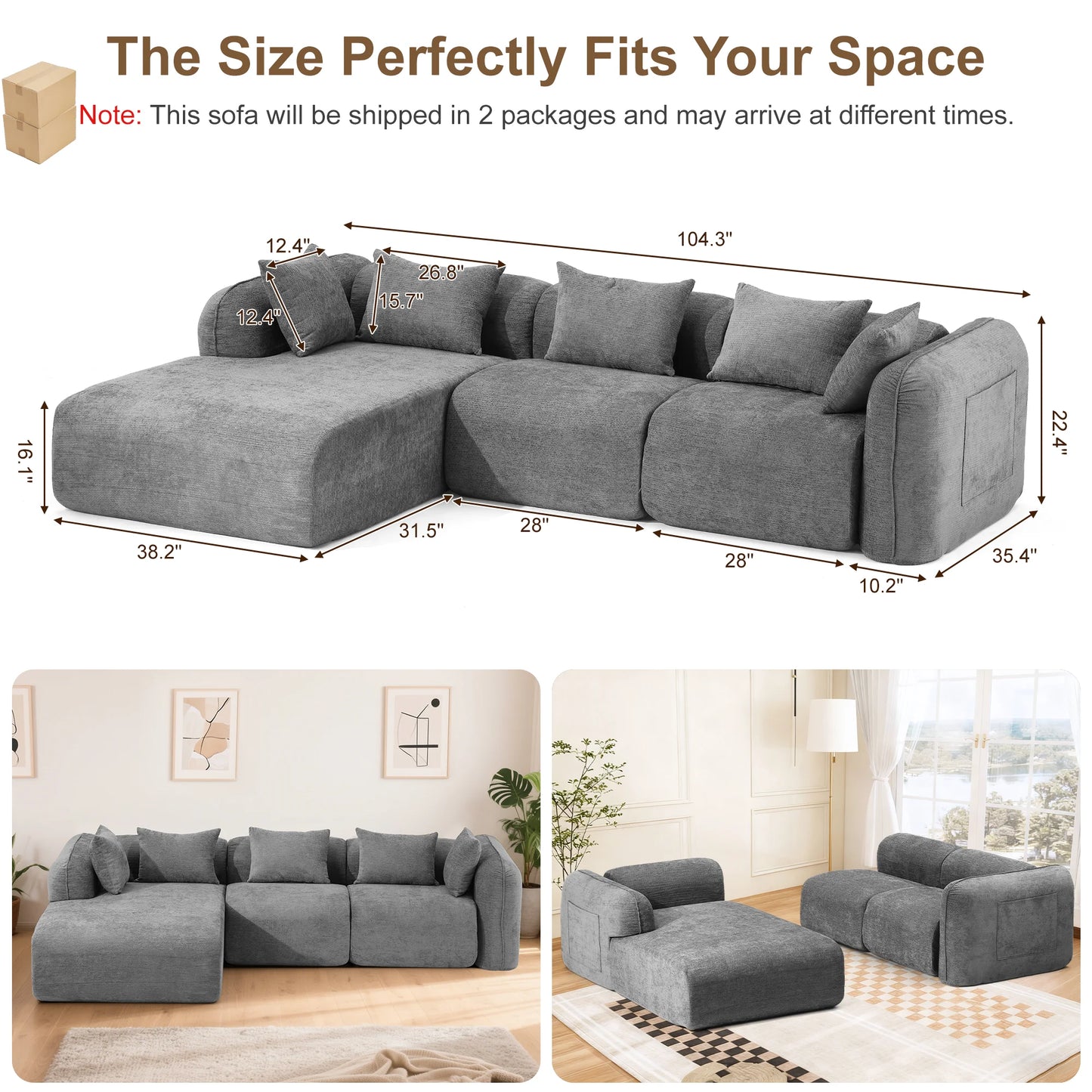 Redlife Sherpa Modular Cloud Sofa L Shaped Sectional Couch