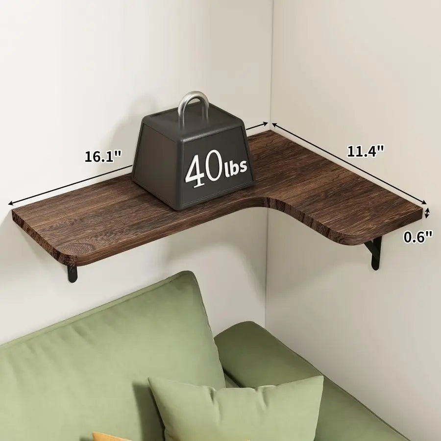 XMSJ Rustic Wood Floating Wall Shelves Corner Shelf