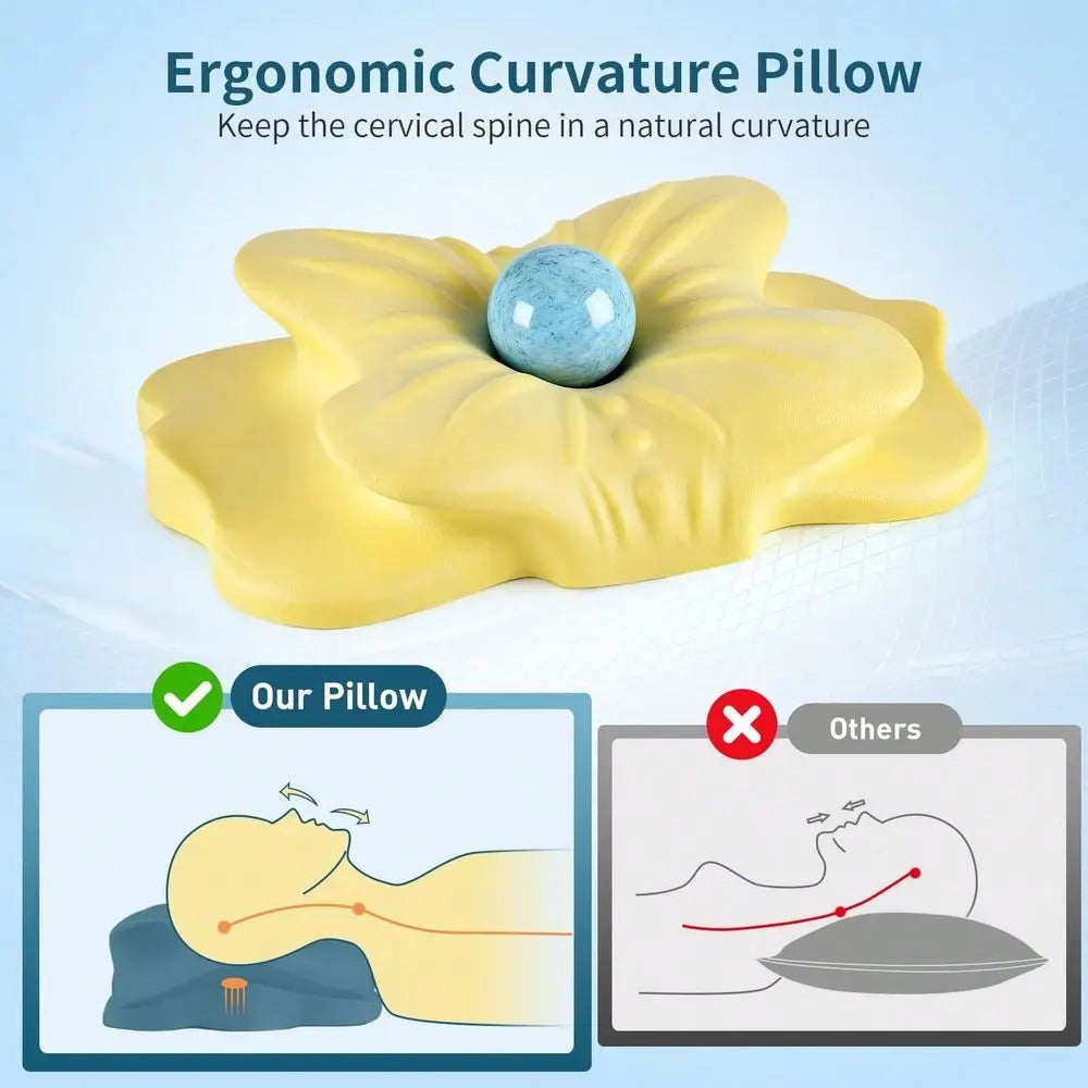 Cervical Neck Pillow With Memory Foam For Side Back And Stomach Sleepers