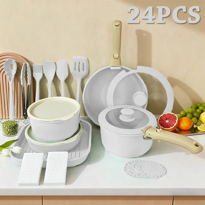 Nonstick Pots And Pans Set With Detachable Handles Induction RV Oven Safe