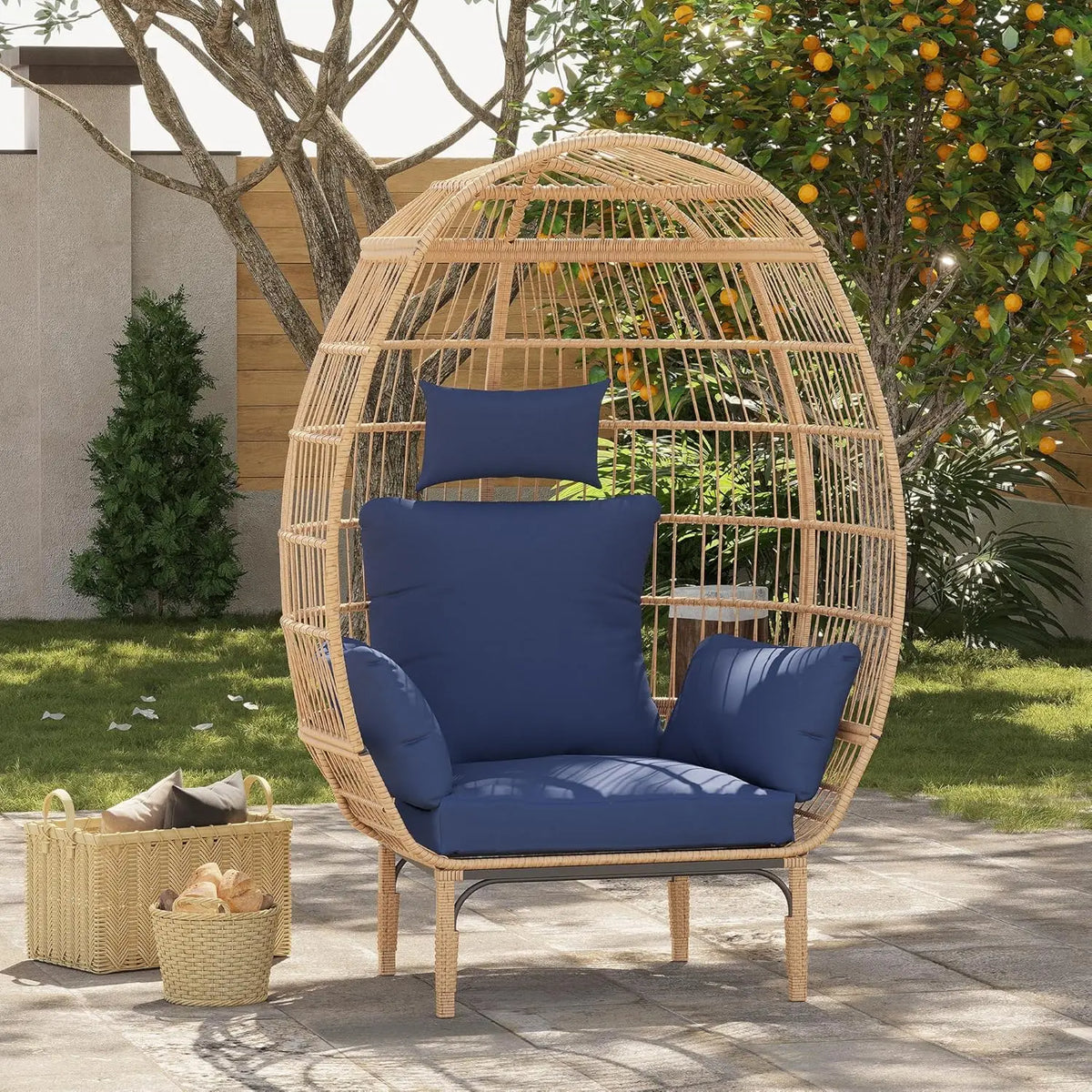 Himiss Premium Wicker Rattan Outdoor Egg Patio Lounge Chair