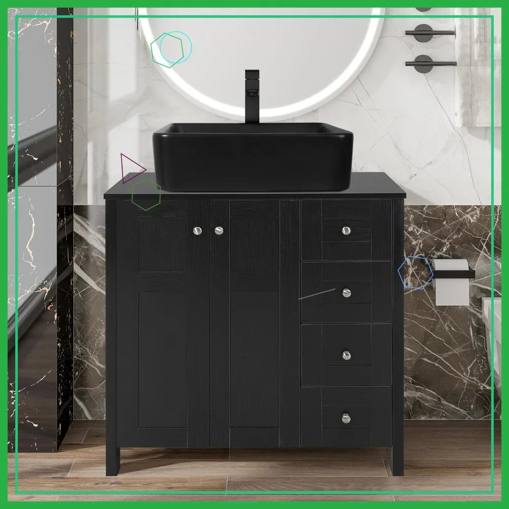 Freestanding Bathroom Vanity With Sink And Four Drawers Modern Storage