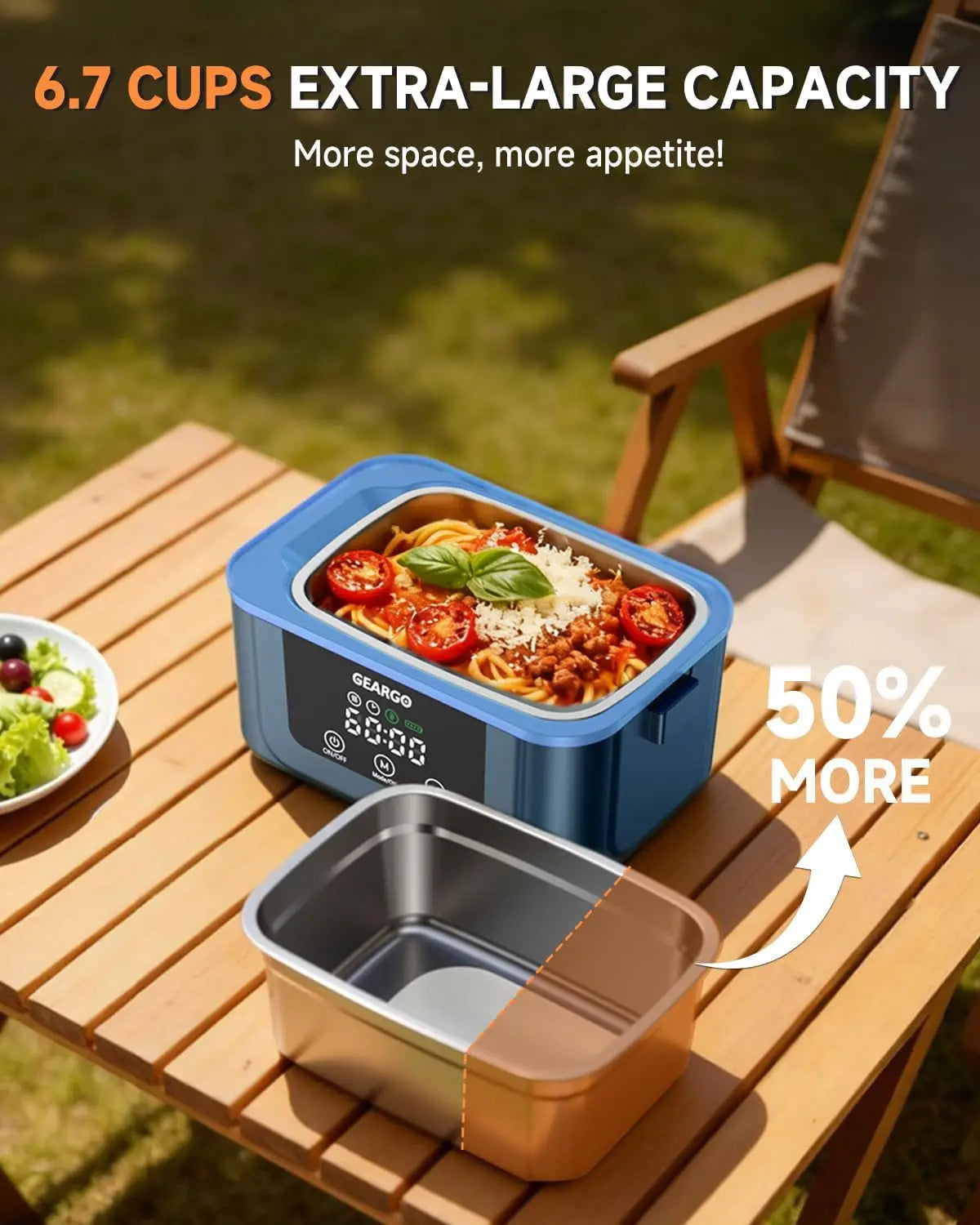 Cordless Electric Lunch Box With Rechargeable Self Heating