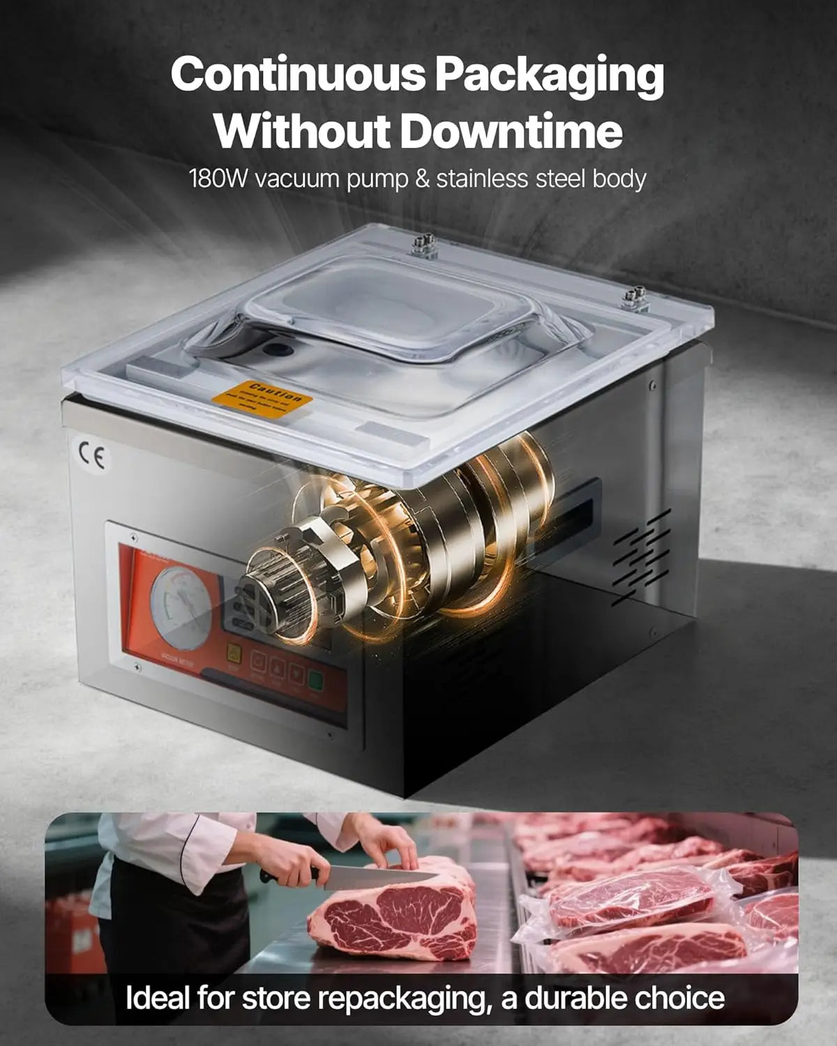 Chamber Vacuum Sealer 260W Sealing Power For Wet Foods Meats