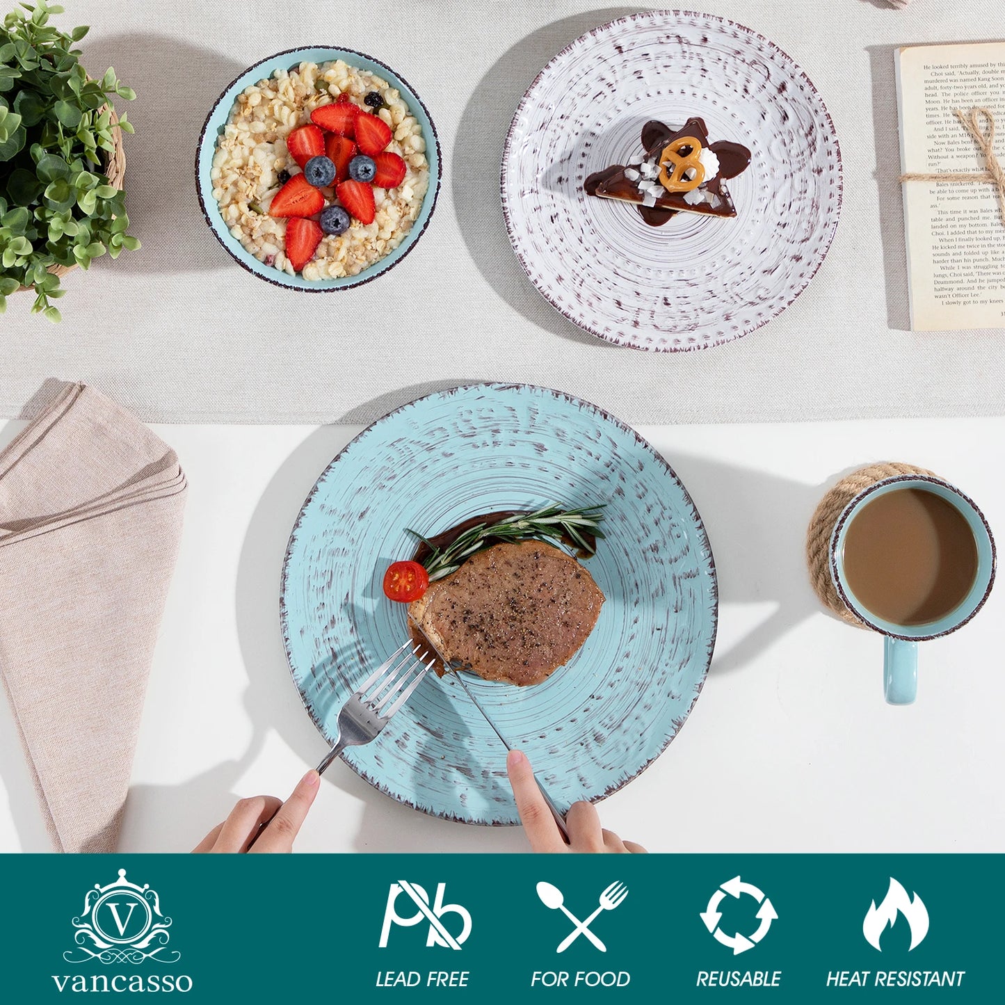 Vancasso Vine Ceramic Dinnerware Set Stoneware Tableware