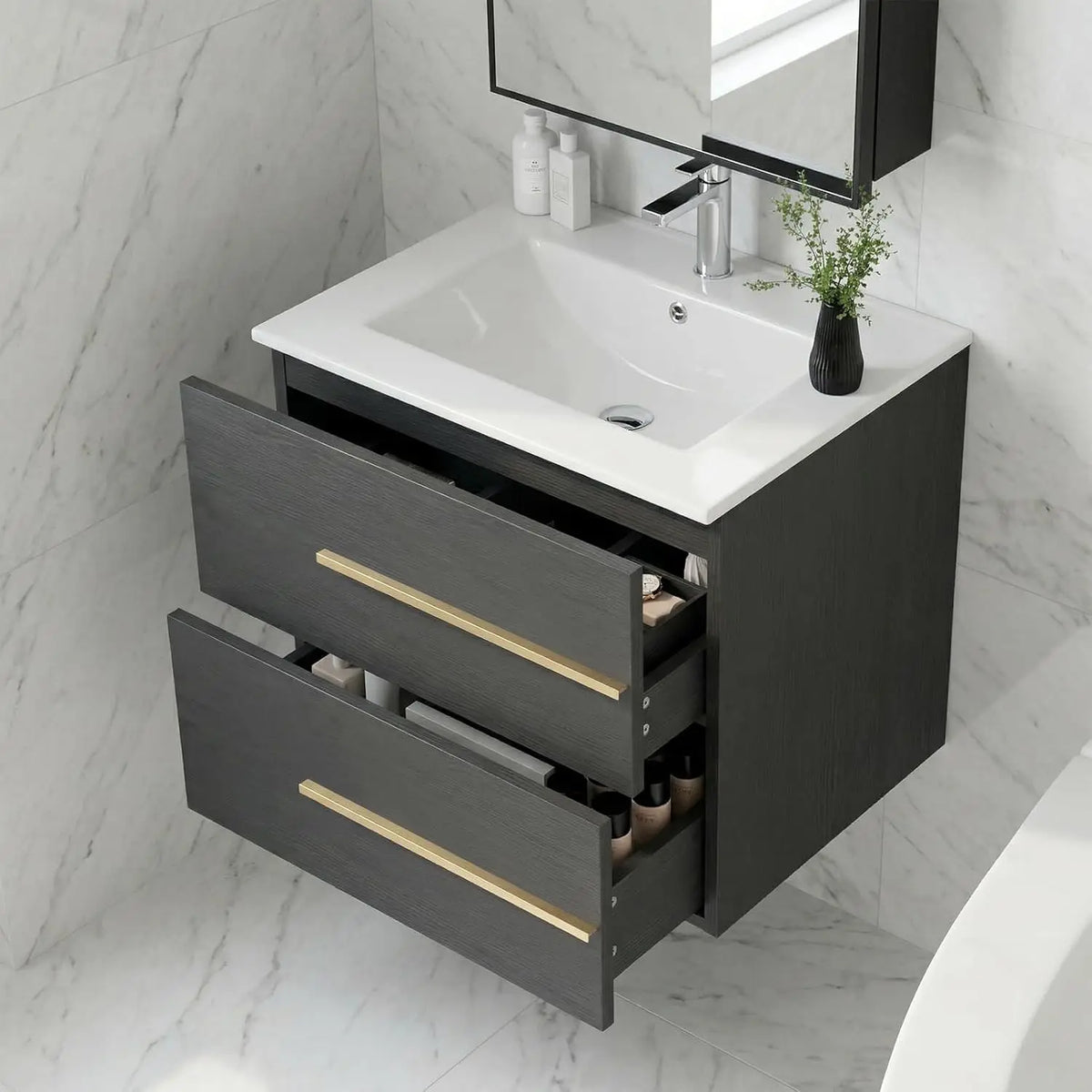 Modern Wall Mounted Floating Bathroom Vanity Cabinet With Sink
