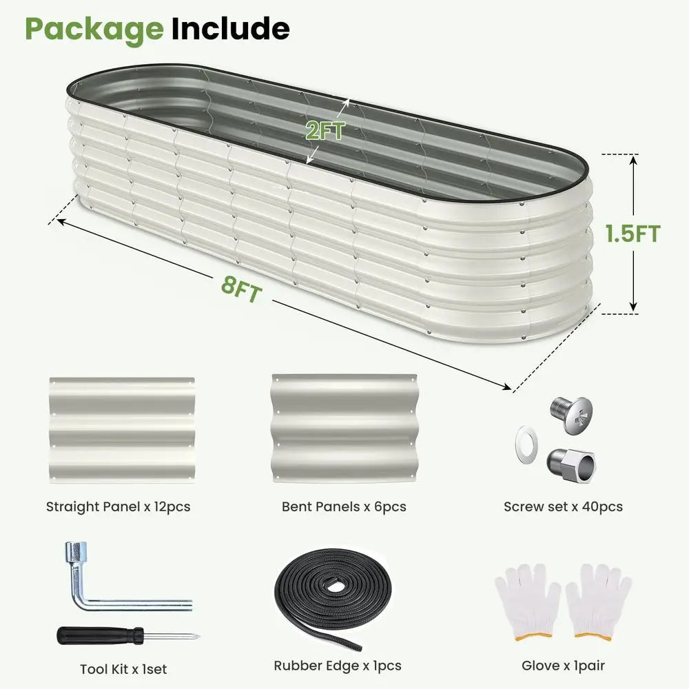 Oval Aluminum Raised Garden Bed for Vegetables and Herbs
