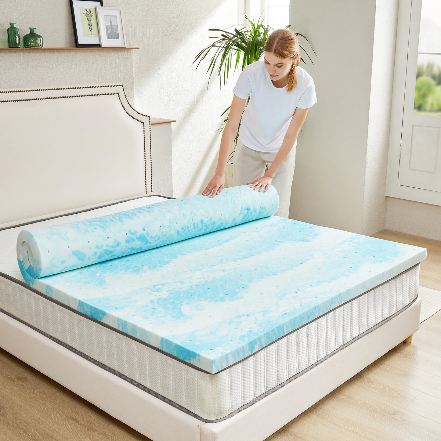 JHK Gel Memory Foam Mattress Topper Cooling And Breathable
