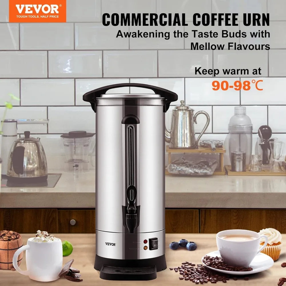 Large Coffee Urn 1500W Electric Stainless Steel Hot Water Dispenser