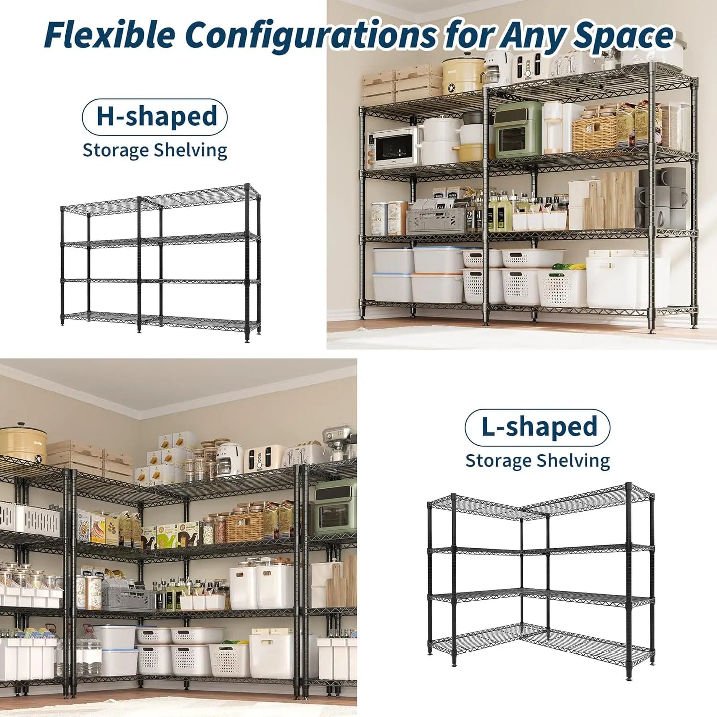 TWISTER.CK Heavy Duty 5-Tier Metal Shelving Unit for Kitchen Garage
