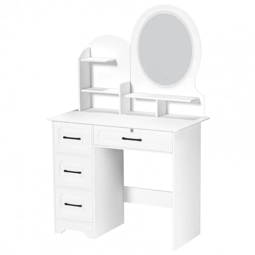 Modern Makeup Vanity Table With Mirror And Lights 4 Drawer